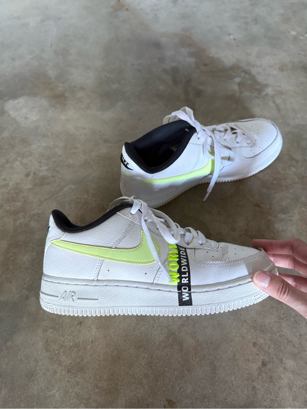 Nike Air Force 1 Low Worldwide White Volt Sneakers - 5Y